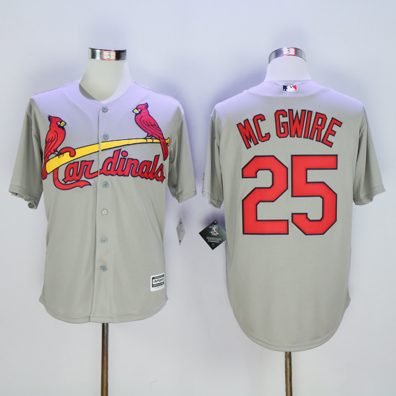 Men St. Louis Cardinals #25 Mc Gwire Grey Throwback MLB Jerseys